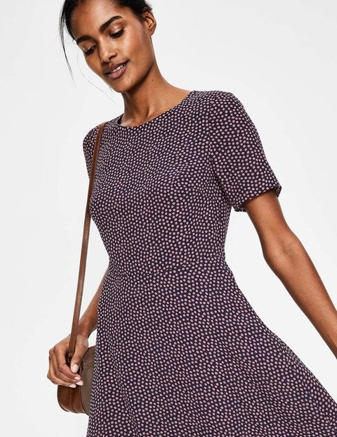 Renee Midi Dress - Navy Colourblock Spot Renee Midi Dress - Navy Colourblock Spot