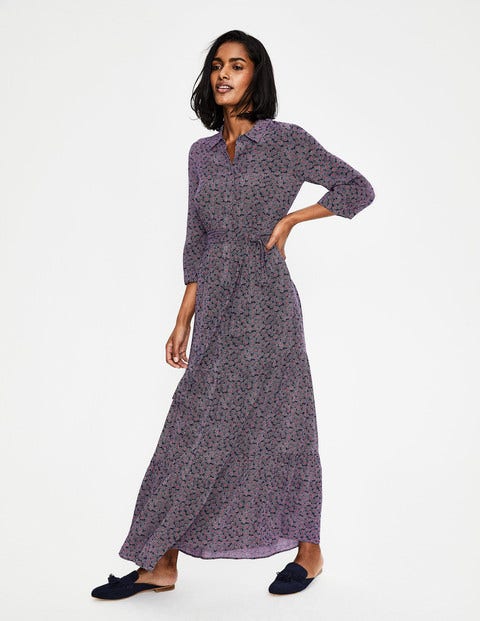 Robe-Chemise Longue Viola - Motif Floral Spray bleu marine Robe-Chemise Longue Viola - Motif Floral Spray bleu marine