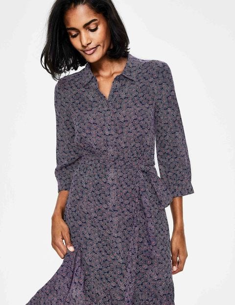 Robe-Chemise Longue Viola - Motif Floral Spray bleu marine Robe-Chemise Longue Viola - Motif Floral Spray bleu marine