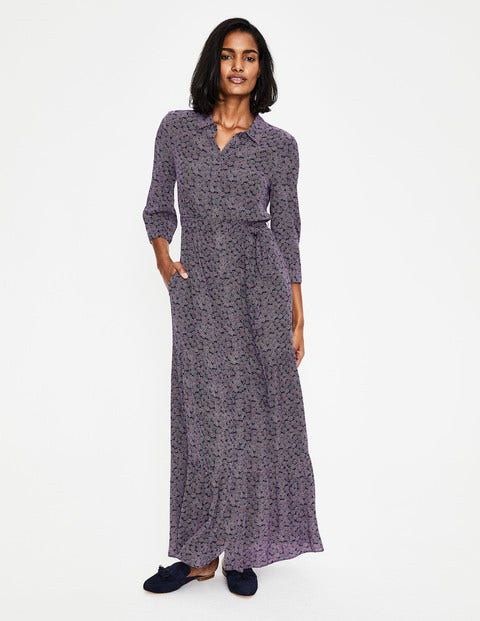 Robe-Chemise Longue Viola - Motif Floral Spray bleu marine Robe-Chemise Longue Viola - Motif Floral Spray bleu marine