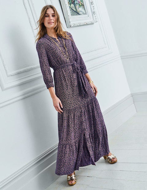 Robe-Chemise Longue Viola - Motif Floral Spray bleu marine Robe-Chemise Longue Viola - Motif Floral Spray bleu marine