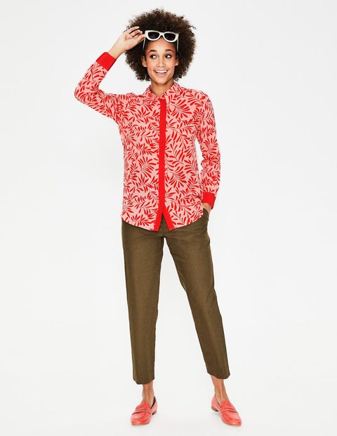The Silk Shirt - Chalky Pink & Red Olive Branch The Silk Shirt - Chalky Pink & Red Olive Branch