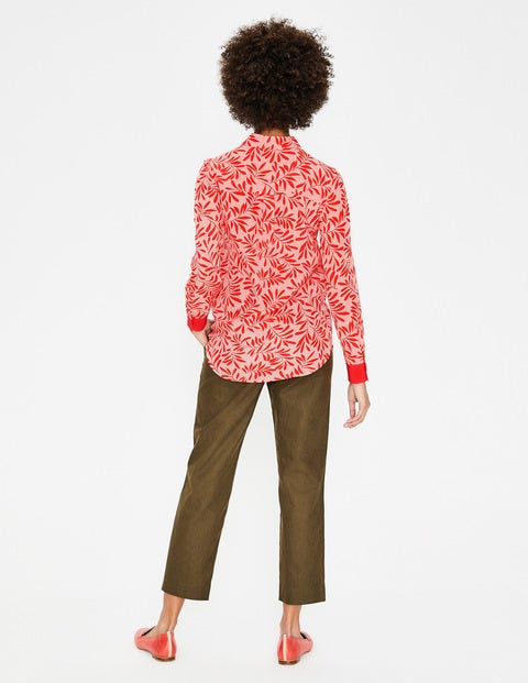 The Silk Shirt - Chalky Pink & Red Olive Branch The Silk Shirt - Chalky Pink & Red Olive Branch