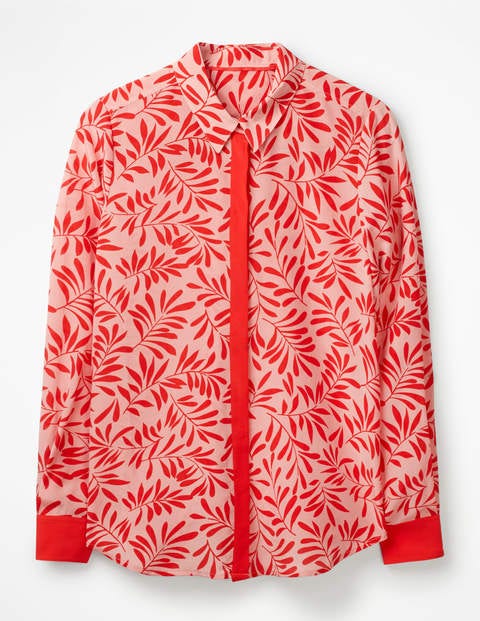 The Silk Shirt - Chalky Pink & Red Olive Branch The Silk Shirt - Chalky Pink & Red Olive Branch