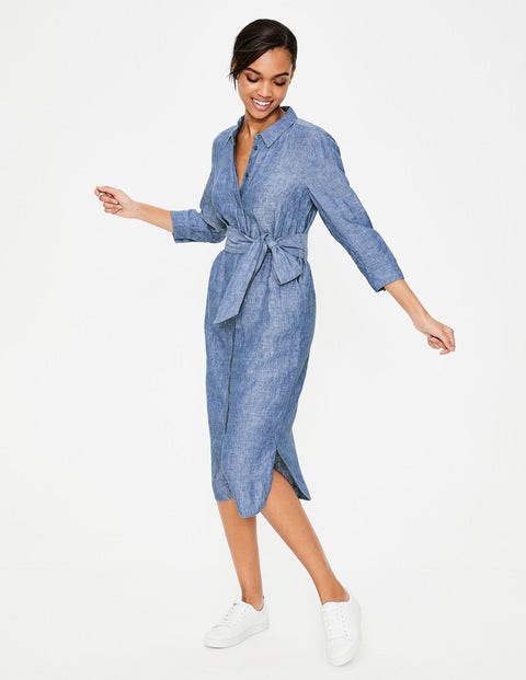 boden freya linen shirt dress