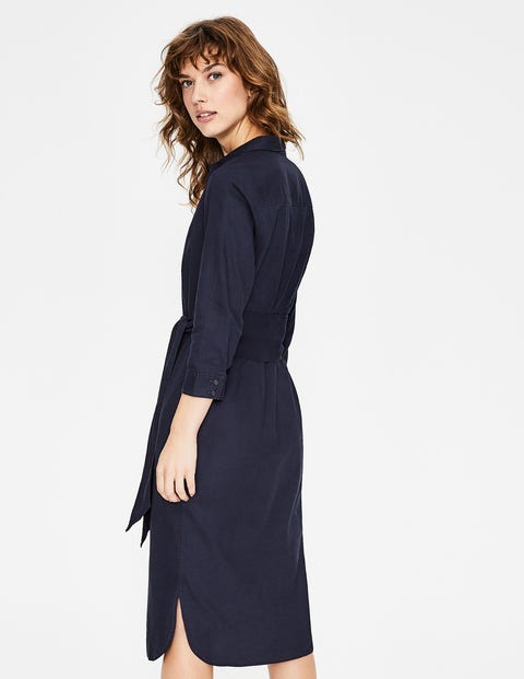 Freya Linen Shirt Dress - Navy Freya Linen Shirt Dress - Navy