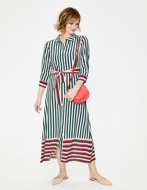 Mallory Midi Shirt Dress - Woodland Green Stripe Mallory Midi Shirt Dress - Woodland Green Stripe
