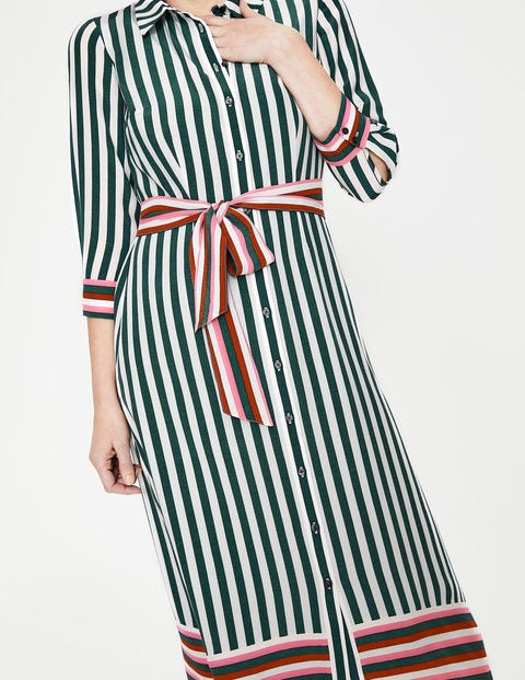 Mallory Midi Shirt Dress - Woodland Green Stripe Mallory Midi Shirt Dress - Woodland Green Stripe