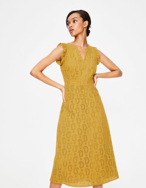 Hallie Broderie Midi Dress - Dijon Hallie Broderie Midi Dress - Dijon