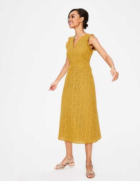 Hallie Broderie Midi Dress - Dijon Hallie Broderie Midi Dress - Dijon