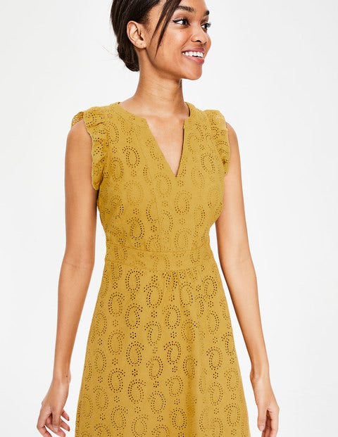 Hallie Broderie Midi Dress - Dijon Hallie Broderie Midi Dress - Dijon