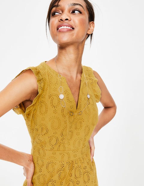 Hallie Broderie Midi Dress - Dijon Hallie Broderie Midi Dress - Dijon
