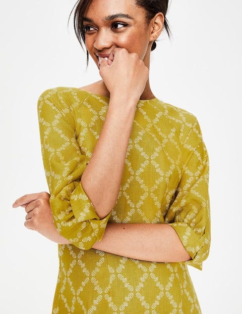 Robe Kate En Lin - Treillis ananas Dijon Robe Kate En Lin - Treillis ananas Dijon