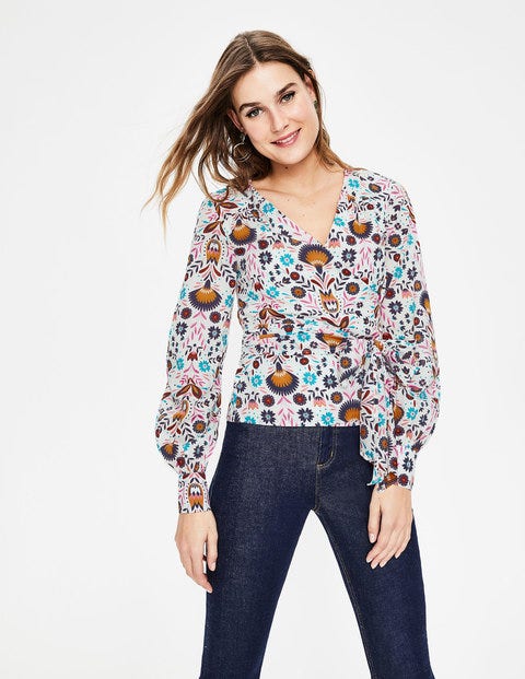 Rosamund Wrap Top - Ivory Carnival Floral Rosamund Wrap Top - Ivory Carnival Floral