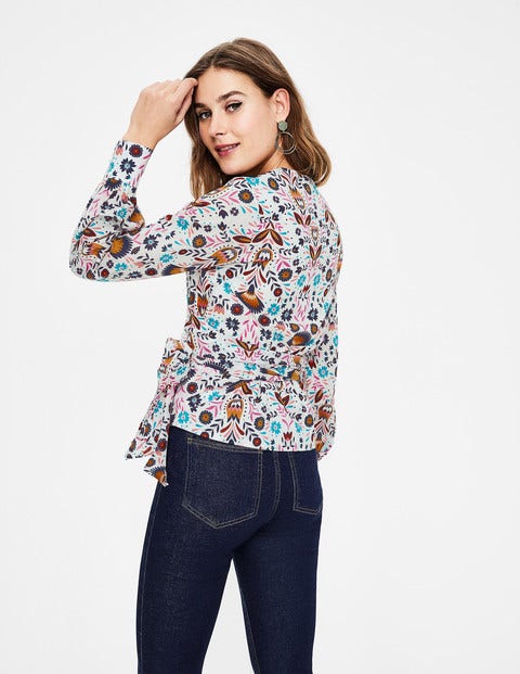 Rosamund Wrap Top - Ivory Carnival Floral Rosamund Wrap Top - Ivory Carnival Floral
