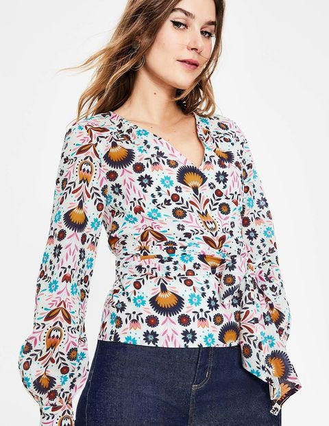Rosamund Wrap Top - Ivory Carnival Floral Rosamund Wrap Top - Ivory Carnival Floral
