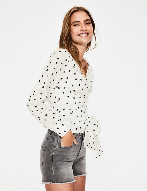 Rosamund Wrap Top - Ivory Scattered Dot Rosamund Wrap Top - Ivory Scattered Dot