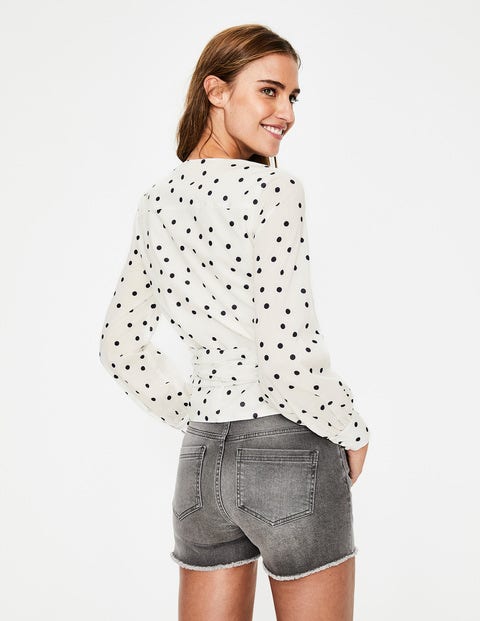 Rosamund Wrap Top - Ivory Scattered Dot Rosamund Wrap Top - Ivory Scattered Dot