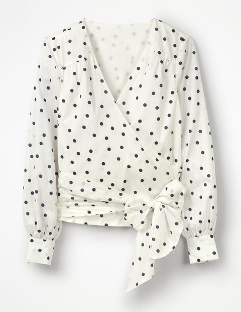 Rosamund Wrap Top - Ivory Scattered Dot Rosamund Wrap Top - Ivory Scattered Dot