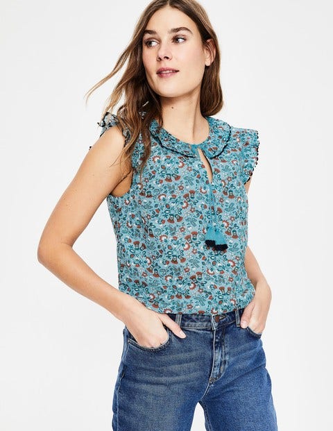 Laurie Top - Heron Blue Exotic Garden Laurie Top - Heron Blue Exotic Garden