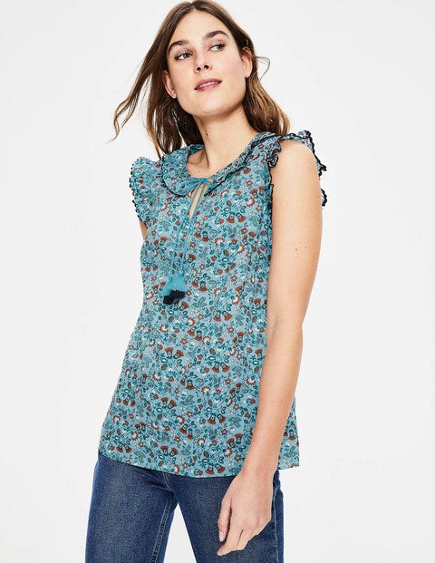 Laurie Top - Heron Blue Exotic Garden Laurie Top - Heron Blue Exotic Garden