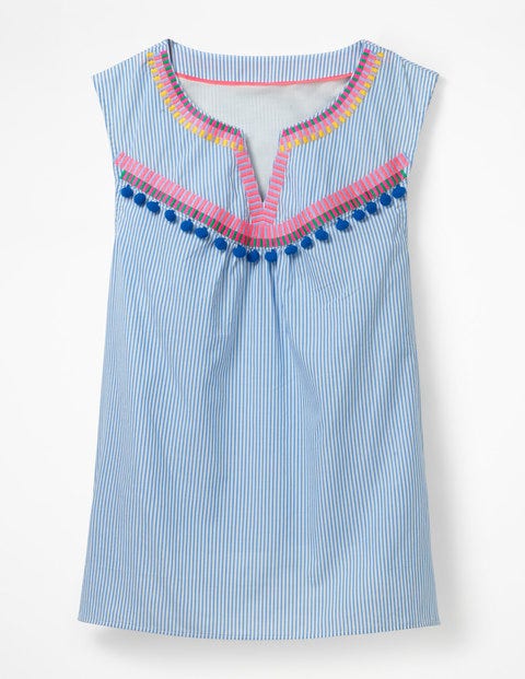 Elisa Top - Ivory & Cyan Stripe Elisa Top - Ivory & Cyan Stripe