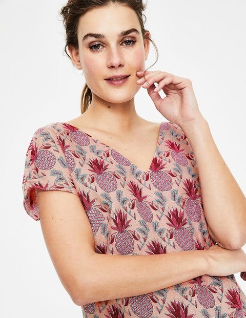 Alexandra Linen Top - Chalky Pink Tropical Pineapple Alexandra Linen Top - Chalky Pink Tropical Pineapple