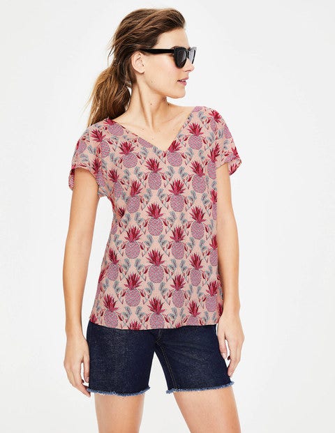 Alexandra Linen Top - Chalky Pink Tropical Pineapple Alexandra Linen Top - Chalky Pink Tropical Pineapple