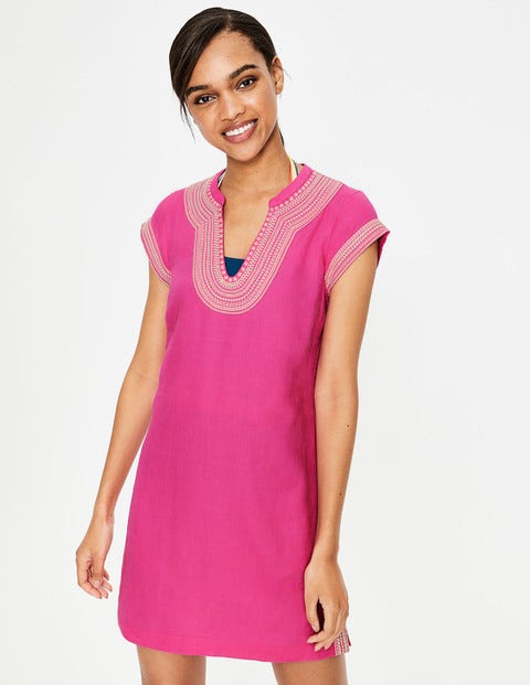 Yasmin Embroidered Linen Tunic - Pink Yasmin Embroidered Linen Tunic - Pink