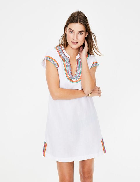 Yasmin Embroidered Linen Tunic - White Yasmin Embroidered Linen Tunic - White