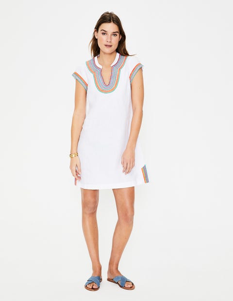 Yasmin Embroidered Linen Tunic - White Yasmin Embroidered Linen Tunic - White