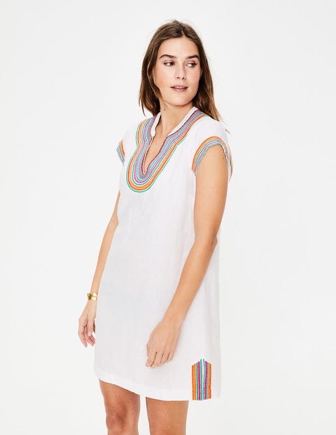 Yasmin Embroidered Linen Tunic - White Yasmin Embroidered Linen Tunic - White