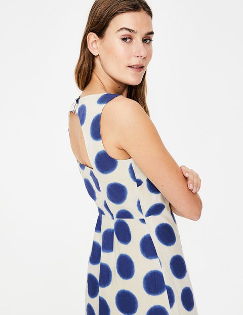 Robe Constance En Lin - Pois ikat lapis & ivoire Robe Constance En Lin - Pois ikat lapis & ivoire