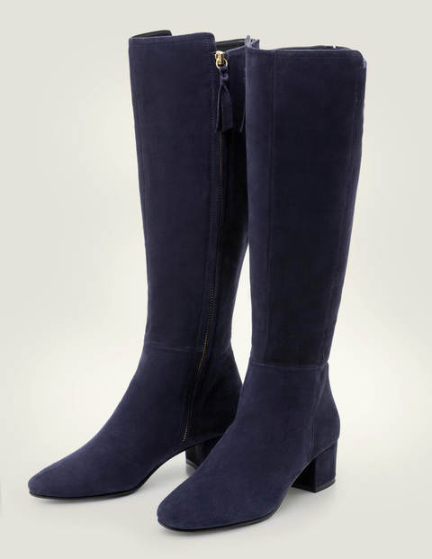 navy suede knee high boots