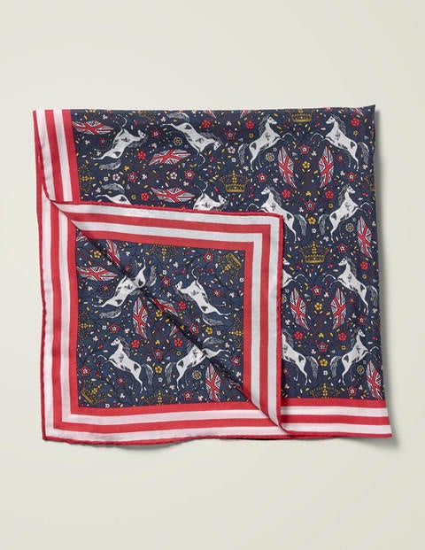Silk Scarf - French Navy Crown and Country Silk Scarf - French Navy Crown and Country
