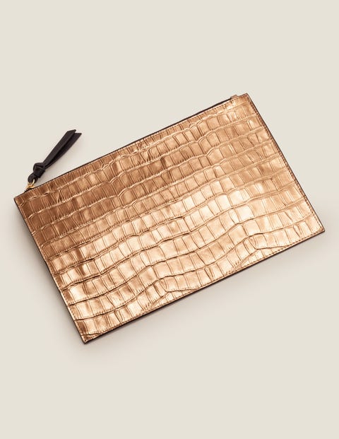 Large Leather Keepsake Pouch - Bronze Croc Large Leather Keepsake Pouch - Bronze Croc