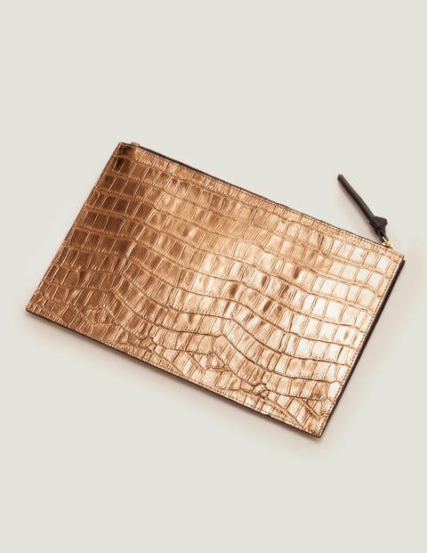 Large Leather Keepsake Pouch - Bronze Croc Large Leather Keepsake Pouch - Bronze Croc