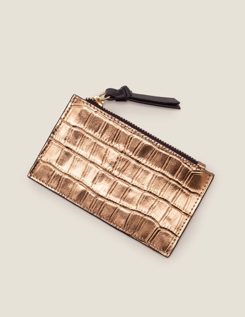 Leather Coin & Card Holder - Bronze Croc Leather Coin & Card Holder - Bronze Croc