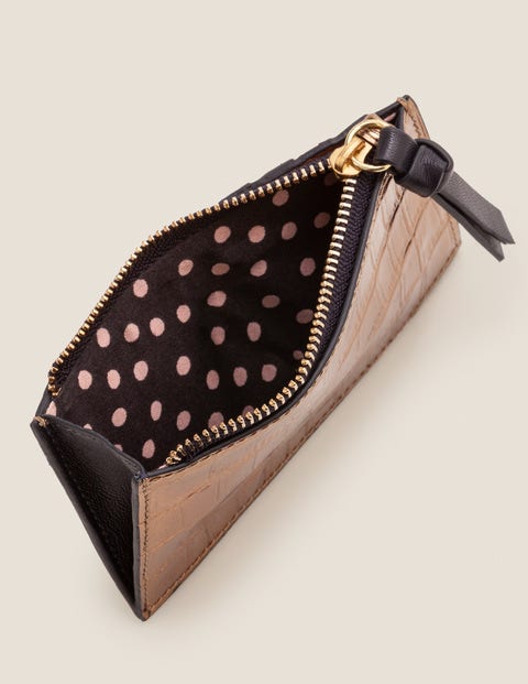 Leather Coin & Card Holder - Bronze Croc Leather Coin & Card Holder - Bronze Croc