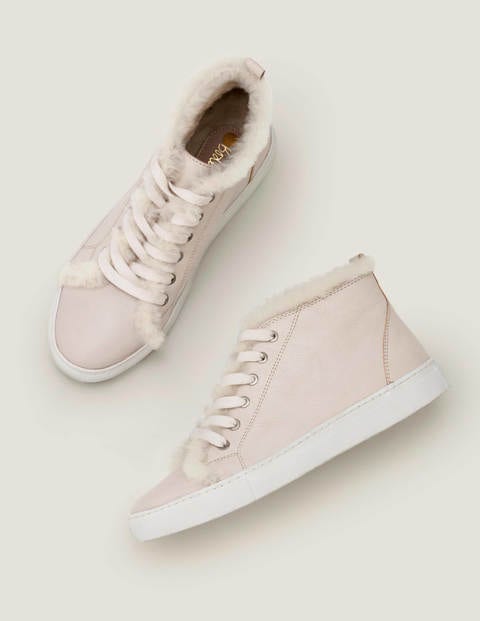 Shearling High Top Trainers - Ecru 