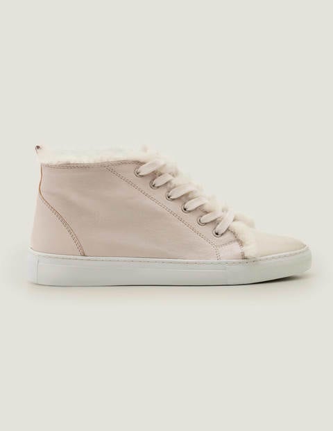 Shearling High Top Sneakers - Ecru 