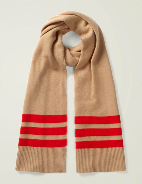 Cashmere Scarf - Camel Melange/Post Box Red Cashmere Scarf - Camel Melange/Post Box Red