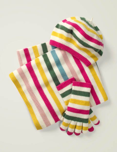 Cashmere Scarf - Ivory Multi Stripe Cashmere Scarf - Ivory Multi Stripe