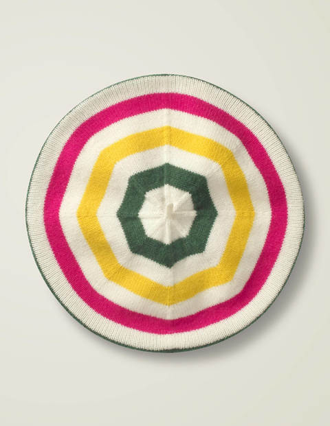 Baskenmütze Aus Kaschmir - Naturweiß/Bunt, Gestreift Baskenmütze Aus Kaschmir - Naturweiß/Bunt, Gestreift