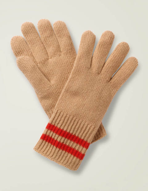 Kaschmirhandschuhe - Kamelbraun Melange/Signalrot Kaschmirhandschuhe - Kamelbraun Melange/Signalrot