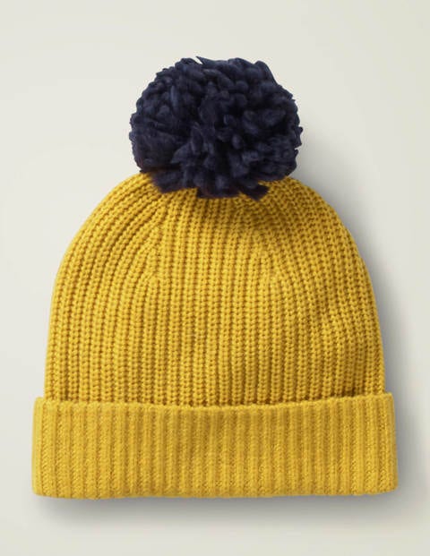 Mütze Aus Grobrippstrick - Safrangelb/Navy Mütze Aus Grobrippstrick - Safrangelb/Navy