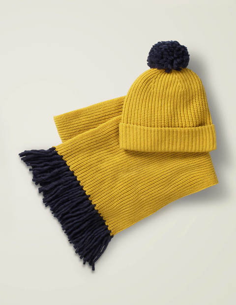 Chunky Rib Scarf - Saffron/Navy Chunky Rib Scarf - Saffron/Navy