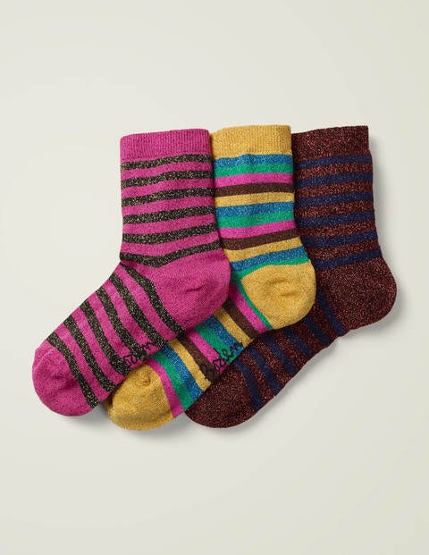 Three Pack Sparkle Socks - Sparkle Stripe Multi Three Pack Sparkle Socks - Sparkle Stripe Multi