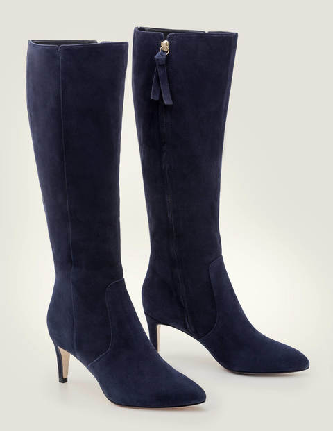 navy leather knee high boots