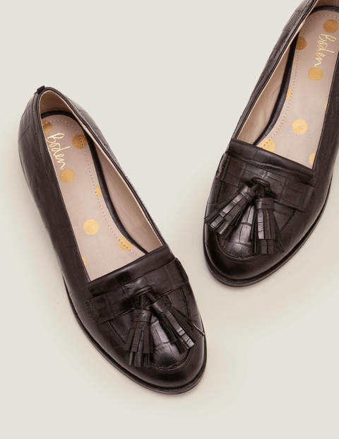 womens black croc loafers